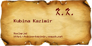 Kubina Kazimir névjegykártya